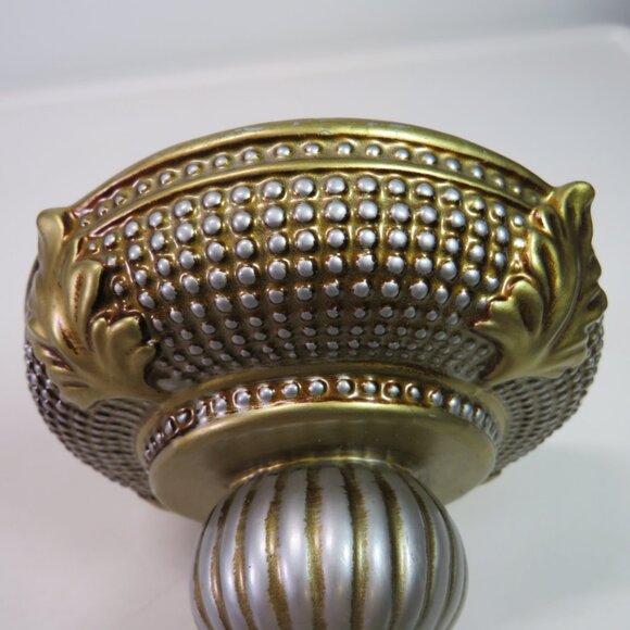 Candle Pedestal w multi- dimensional textures, Two Tone Metal colors 5" tall - Picture 7 of 11